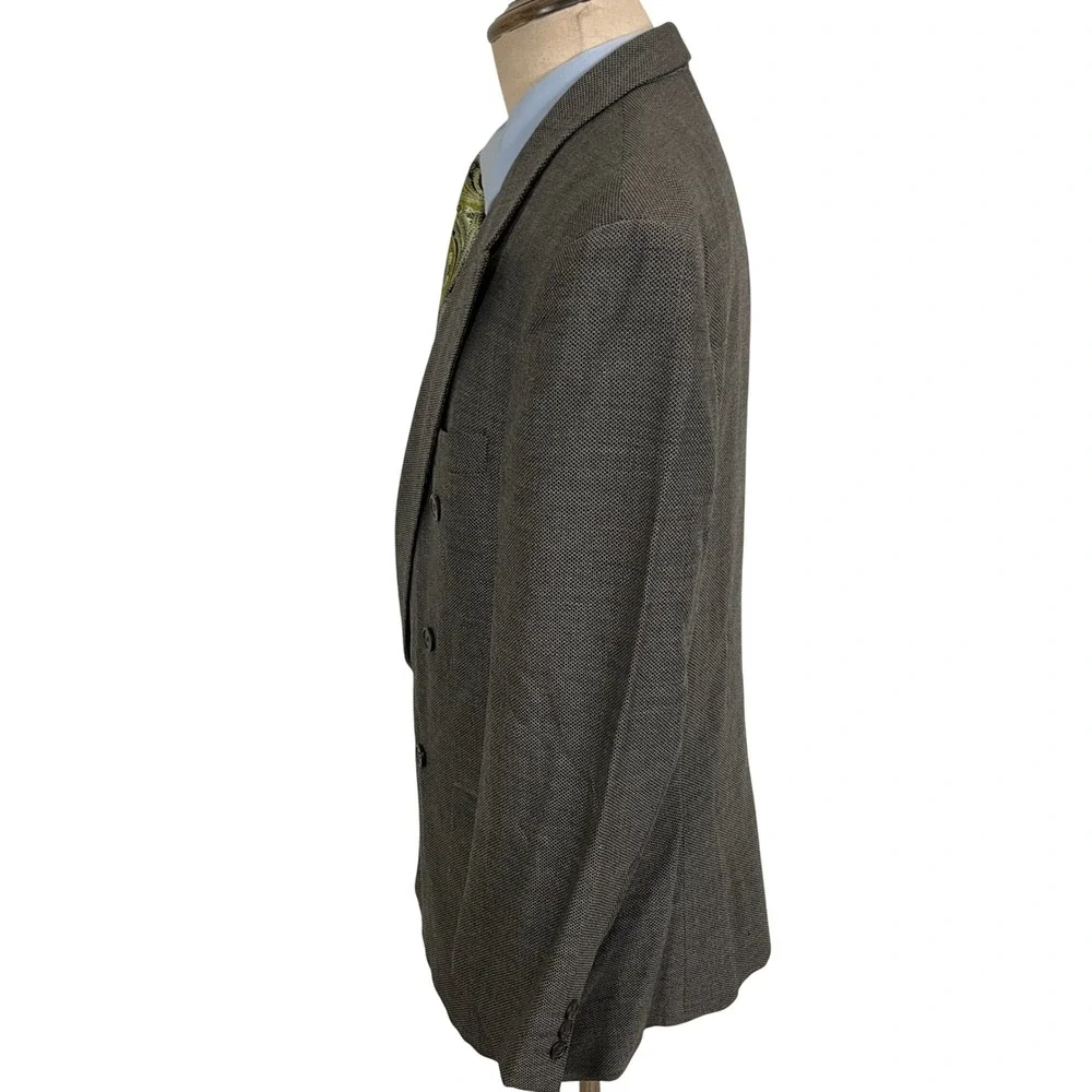 Ferrini Blazer‎ Mens 40R Gray Diamond Double Breasted Wool Blend Suit Jacket